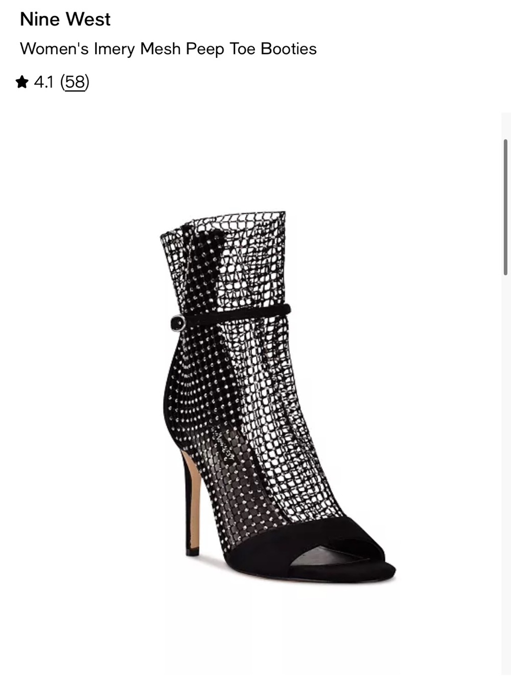 Nine West Black Mesh Peep-Toe Ankle Booties - Picture 2 of 15